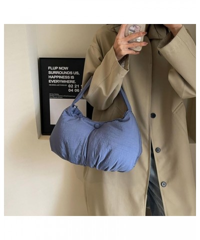 Women Large Capacity Quilted Tote Bag for Women Puffer Hobo Handbag Padding Quilted Bag Autumn Underarm Bag Blue $20.97 Totes