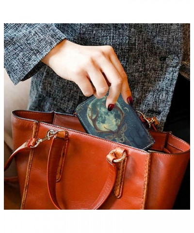 RFID Credit Card Holder Watercolour Elk Leather With Zipper Card Case Wallet for Women Girls $9.87 Wallets