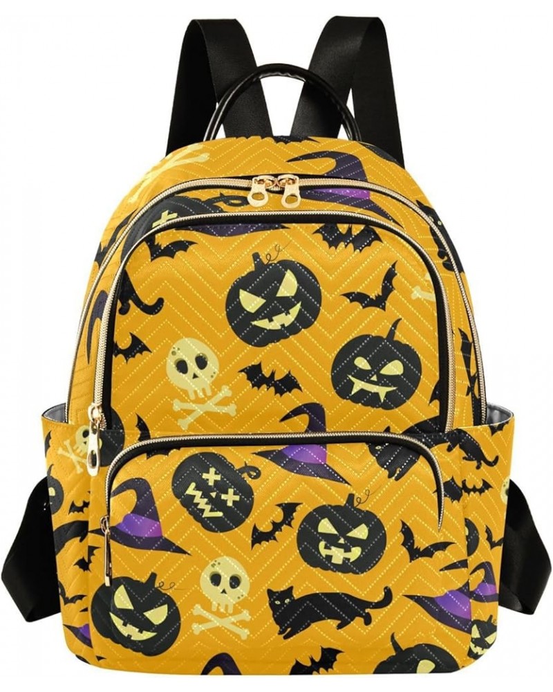 Halloween Women Backpack Pirate Skull Jack-o-lantern Bat Cat Anti-Theft Travel Backpack with Luggage Belt Durable Lightweight...