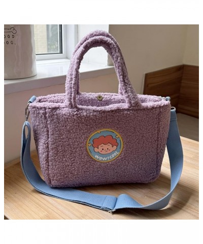 Women Lamb Wool Tote Bag Fashion Soft Faux Hobo Bag Casual ry Shoulder Bag Versatile Adjustable Strap Girl Stylis Purple $10....