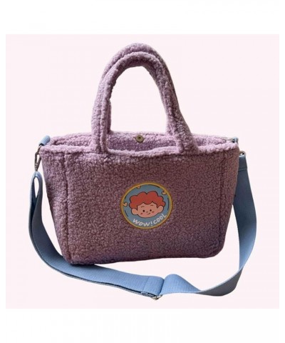 Women Lamb Wool Tote Bag Fashion Soft Faux Hobo Bag Casual ry Shoulder Bag Versatile Adjustable Strap Girl Stylis Purple $10....