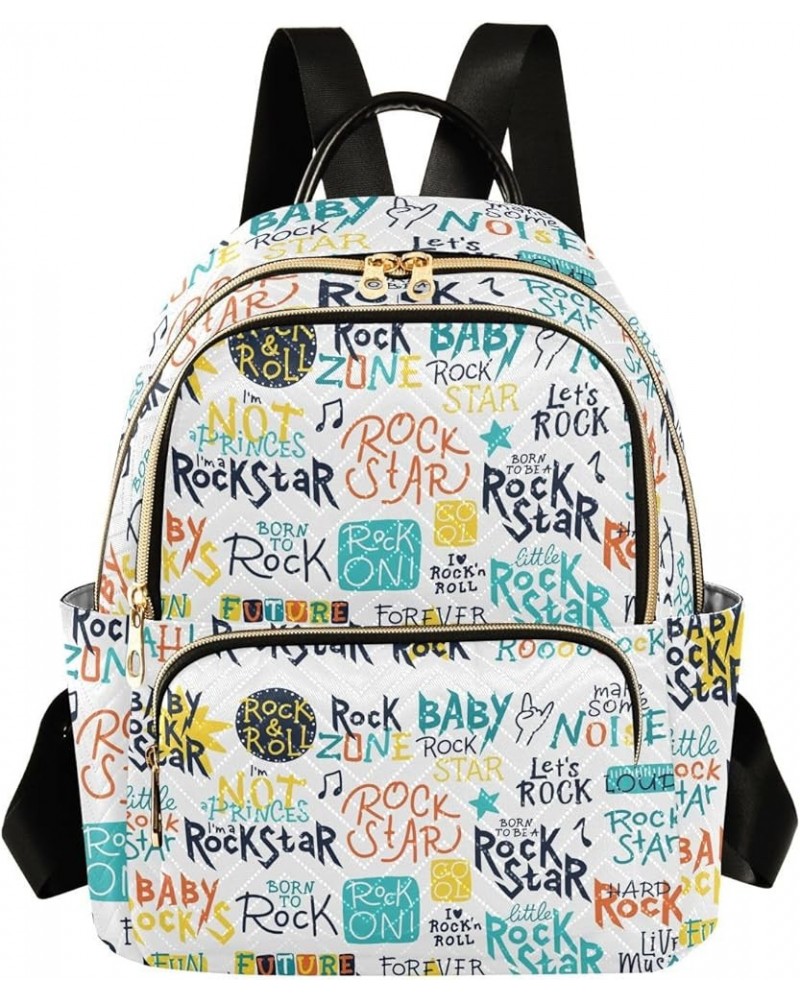 Backpack Purse for Women Rock Quote Poster, Mini Fashion Backpack Colorful Letters Lightweight Casual Daypack Shoulder Bag Tr...