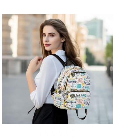 Backpack Purse for Women Rock Quote Poster, Mini Fashion Backpack Colorful Letters Lightweight Casual Daypack Shoulder Bag Tr...