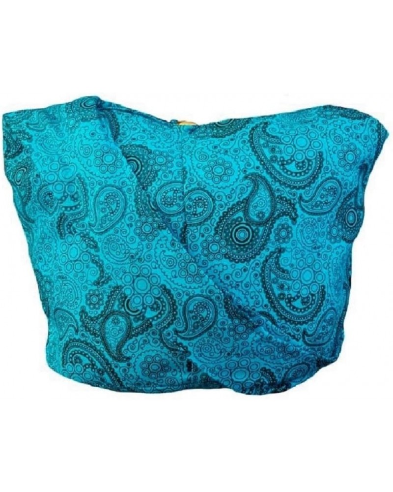 BTP! Thai Cotton Hippie Hobo Sling Crossbody Bag eco Friendly Shopping bag Paisley Print Large Blue $13.50 Crossbody Bags