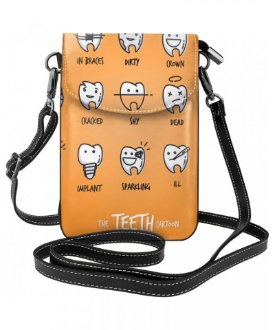 Cute Cartoon Teeth Women Cell Phone Purse Leather Shoulder Crossbody Bag Wallet Pouch $19.65 Shoulder Bags