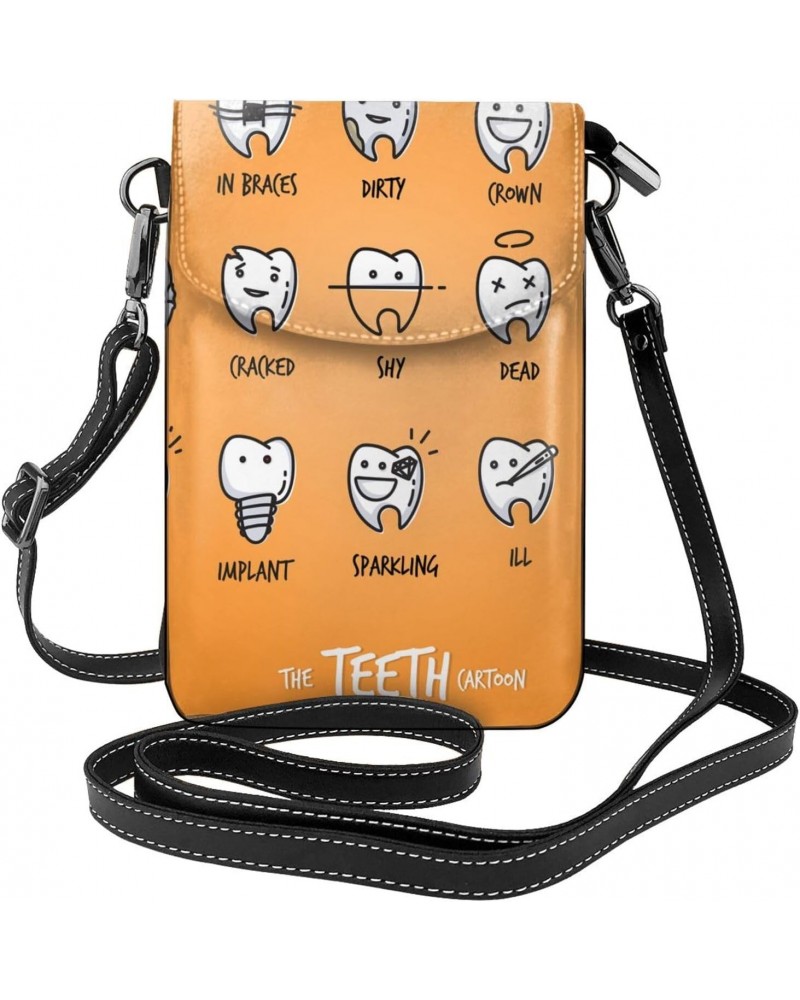 Cute Cartoon Teeth Women Cell Phone Purse Leather Shoulder Crossbody Bag Wallet Pouch $19.65 Shoulder Bags