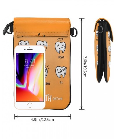 Cute Cartoon Teeth Women Cell Phone Purse Leather Shoulder Crossbody Bag Wallet Pouch $19.65 Shoulder Bags