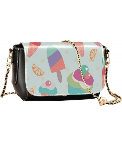 Cartoon Ice Cream Women's Crossbody Handbags, PU Leather Flap Crossbody Bags, Women's Shoulder Handbag Purse Style01 $17.20 C...