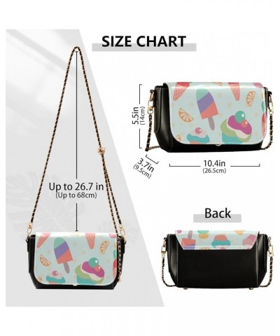 Cartoon Ice Cream Women's Crossbody Handbags, PU Leather Flap Crossbody Bags, Women's Shoulder Handbag Purse Style01 $17.20 C...