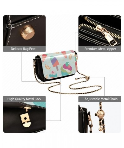 Cartoon Ice Cream Women's Crossbody Handbags, PU Leather Flap Crossbody Bags, Women's Shoulder Handbag Purse Style01 $17.20 C...