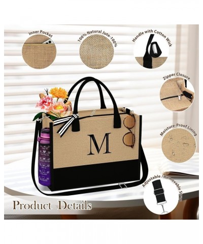 Jute Initial Tote Bag Burlap Beach Bag Personalized Birthday Gifts for Women Teacher Mom Bridal Bridesmaid Gifts K $10.78 Totes