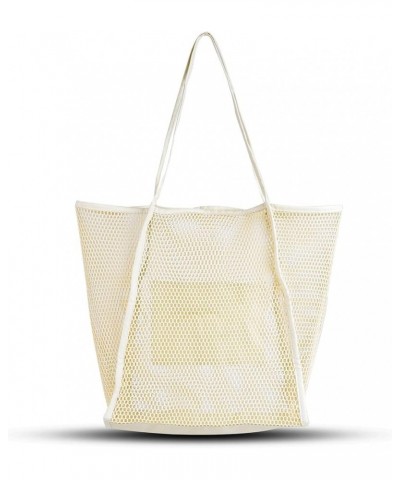 Updated Large Beach Tote Bag for 3 Towels, Womens Mesh Handbag Top-Handle Shoulder Bag Hot Beige $8.09 Totes