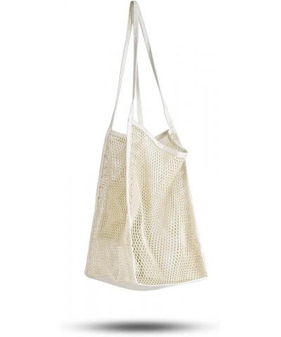 Updated Large Beach Tote Bag for 3 Towels, Womens Mesh Handbag Top-Handle Shoulder Bag Hot Beige $8.09 Totes