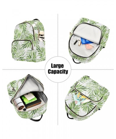 Green Leaves Fashion Backpack Purse for Women Multipurpose Casual Daypack with Multi Pockets & Secured Zipper Ladies Handbag ...