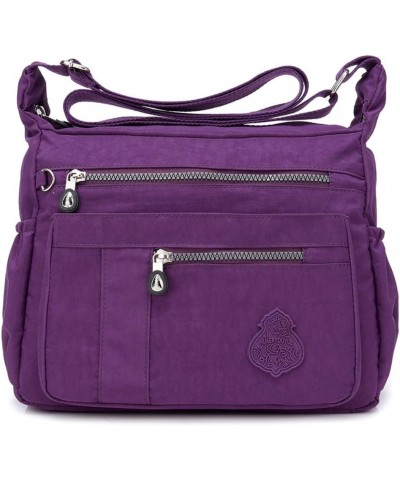 Women Crossbody Purse Nylon Waterproof Shoulder Bag Lightweight Messenger Bag Work Travel Shoulder Purse Purple $15.96 Should...