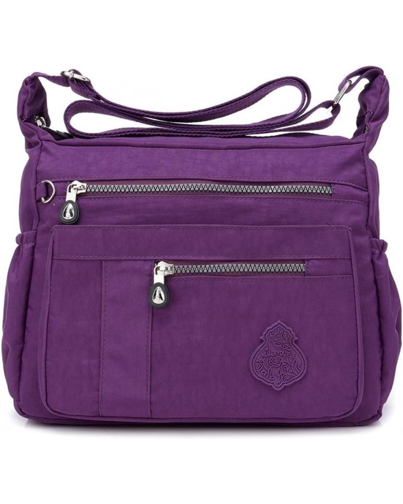 Women Crossbody Purse Nylon Waterproof Shoulder Bag Lightweight Messenger Bag Work Travel Shoulder Purse Purple $15.96 Should...