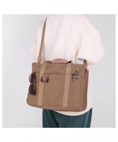 Womens Canvas Tote Bag Large Capacity Multi-pocket Casual Bags Shoulder Crossbody Tote Bag Travel Everything Bag Brown $24.58...