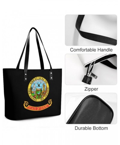 Idaho State Flag Logo Handbag PU Leather Purse Tote Bag Shoulder Bag Top Handle Handbags for Women $26.41 Totes