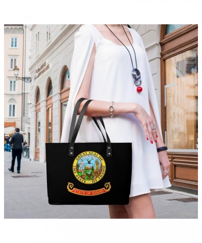 Idaho State Flag Logo Handbag PU Leather Purse Tote Bag Shoulder Bag Top Handle Handbags for Women $26.41 Totes