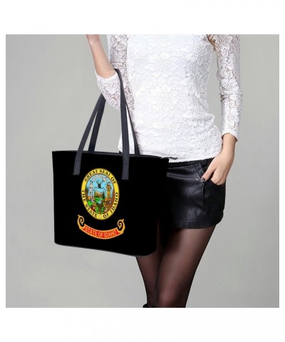 Idaho State Flag Logo Handbag PU Leather Purse Tote Bag Shoulder Bag Top Handle Handbags for Women $26.41 Totes