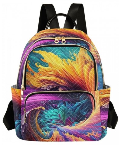 Medium Fashion Backpack for Women Colorful Liquid Paint Print Ladies Travel Daypack Aesthetic Shoulder Bag 10.2×5.1×12.5 IN $...