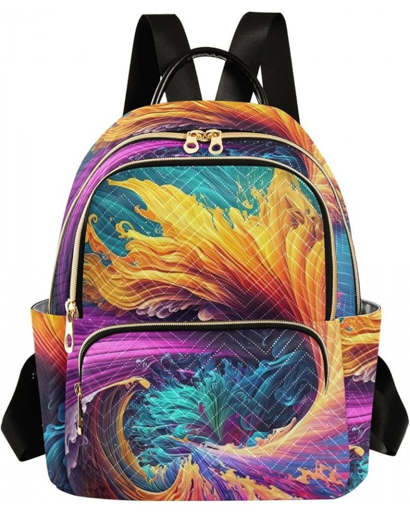 Medium Fashion Backpack for Women Colorful Liquid Paint Print Ladies Travel Daypack Aesthetic Shoulder Bag 10.2×5.1×12.5 IN $...