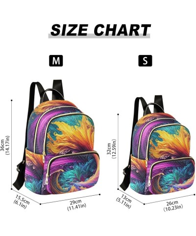 Medium Fashion Backpack for Women Colorful Liquid Paint Print Ladies Travel Daypack Aesthetic Shoulder Bag 10.2×5.1×12.5 IN $...