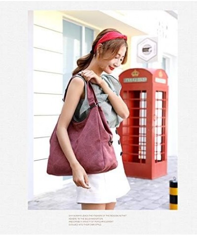 Canvas Handbags for Women Ladies Vintage Hobo Tote Bag Casual Shoulder Bag Daily Purse Purple $13.02 Shoulder Bags