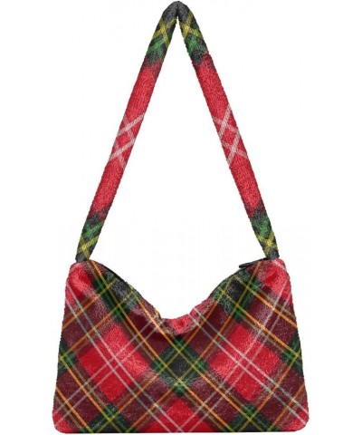 Multicolor Roses Women's Shoulder Handbags, Bags for Women Handbag, Autumn Handbags Tartan Plaid Fabric Checkered $11.99 Shou...