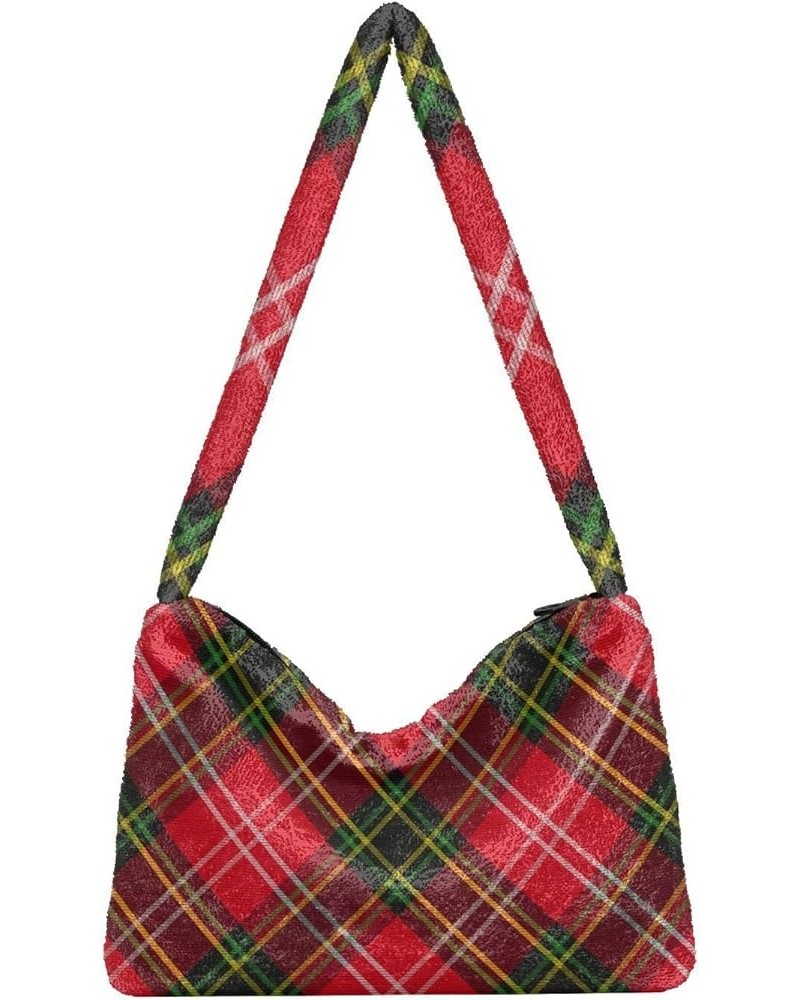 Multicolor Roses Women's Shoulder Handbags, Bags for Women Handbag, Autumn Handbags Tartan Plaid Fabric Checkered $11.99 Shou...