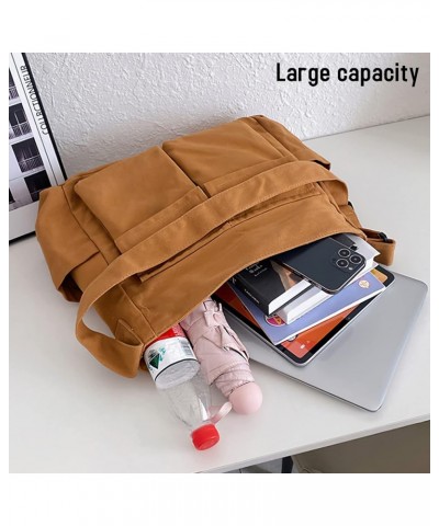 Canvas Shoulder Bags for Women Large Capacity Crossbody Messenger Bag Multiple Pockets Hobo Tote Bag Brown $13.33 Totes