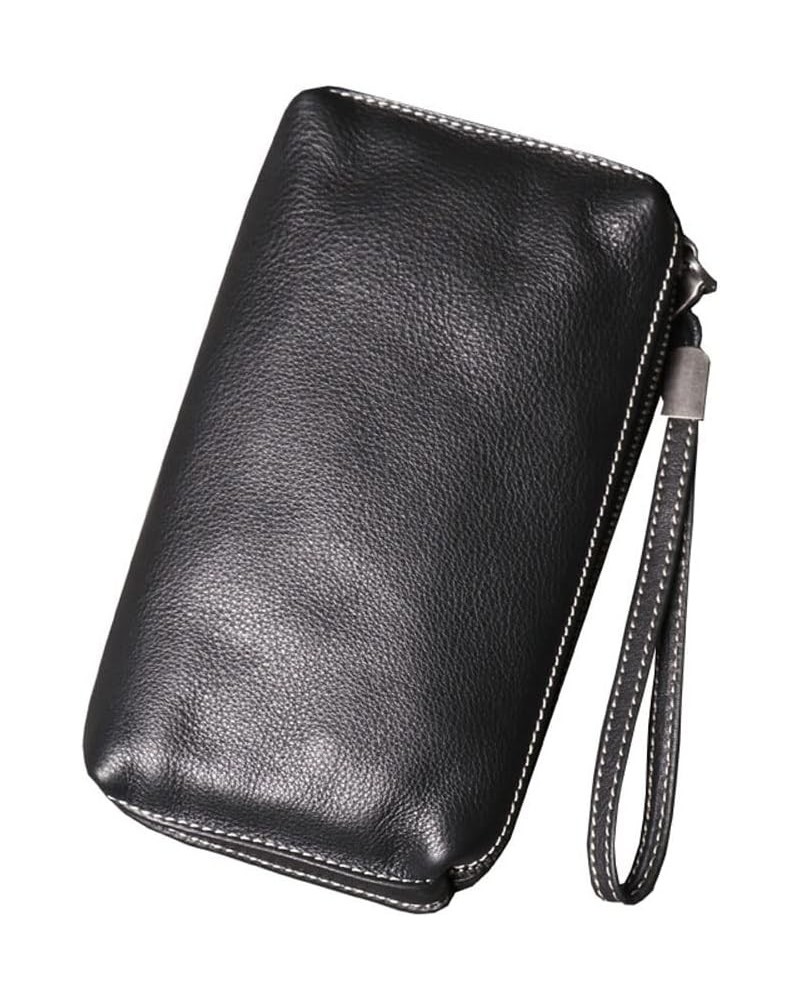 Leather Men Clutch Purse Bag, Men Wristlet Holder Wrist Bag Pack Business Handbag 21*3*12 Black $108.43 Wallets