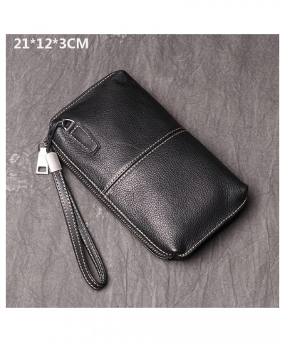 Leather Men Clutch Purse Bag, Men Wristlet Holder Wrist Bag Pack Business Handbag 21*3*12 Black $108.43 Wallets