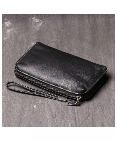 Leather Men Clutch Purse Bag, Men Wristlet Holder Wrist Bag Pack Business Handbag 21*3*12 Black $108.43 Wallets