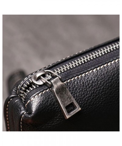 Leather Men Clutch Purse Bag, Men Wristlet Holder Wrist Bag Pack Business Handbag 21*3*12 Black $108.43 Wallets