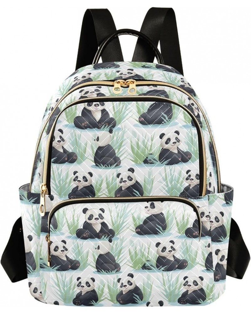 Cute Panda Animal Bamboo Backpack for Women Fashion Shoulder Bags Small Casual Daypack Travel Bag S 202a5018 M(11.4"x6.1"x14....