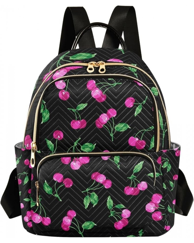 Women Backpack Watercolor Pink Cherry Green Leaf Anti-Theft Travel Backpack with Luggage Belt Lightweight Handbag Lady Purse ...