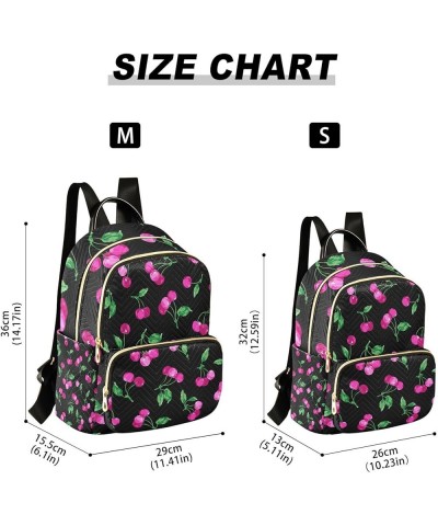 Women Backpack Watercolor Pink Cherry Green Leaf Anti-Theft Travel Backpack with Luggage Belt Lightweight Handbag Lady Purse ...