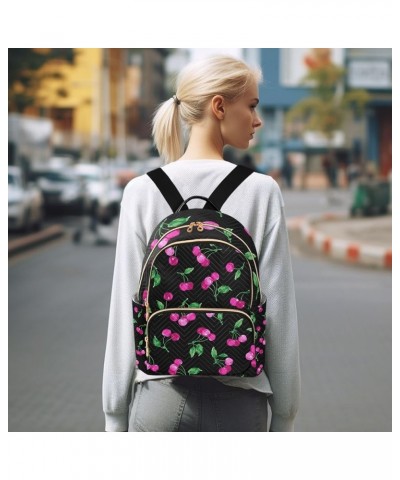 Women Backpack Watercolor Pink Cherry Green Leaf Anti-Theft Travel Backpack with Luggage Belt Lightweight Handbag Lady Purse ...