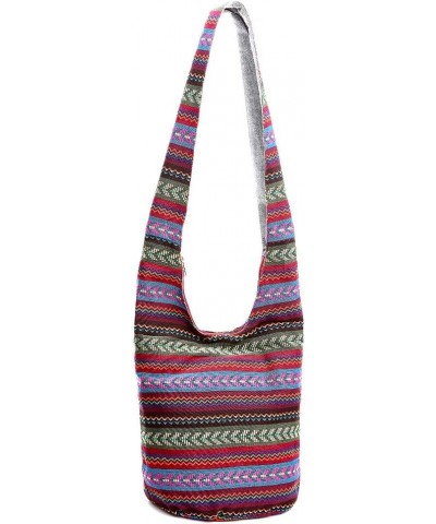 Bohemian Crossbody Bag Purse Zip Hobo Sling Bag Hippie Thai Top Messenger Bags Wine $10.12 Hobo Bags