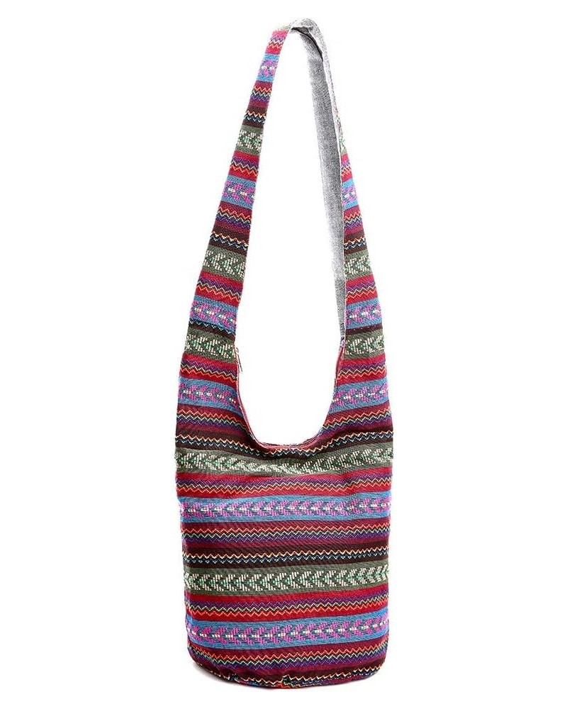 Bohemian Crossbody Bag Purse Zip Hobo Sling Bag Hippie Thai Top Messenger Bags Wine $10.12 Hobo Bags