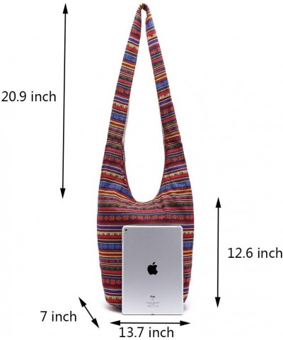 Bohemian Crossbody Bag Purse Zip Hobo Sling Bag Hippie Thai Top Messenger Bags Wine $10.12 Hobo Bags