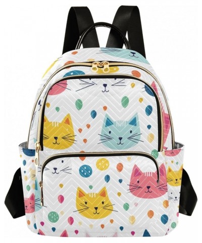 Small Backpack Purse for Women, Colorful Cats Travel Bag Casual Daypack Shoulder Bag Small $15.48 Backpacks