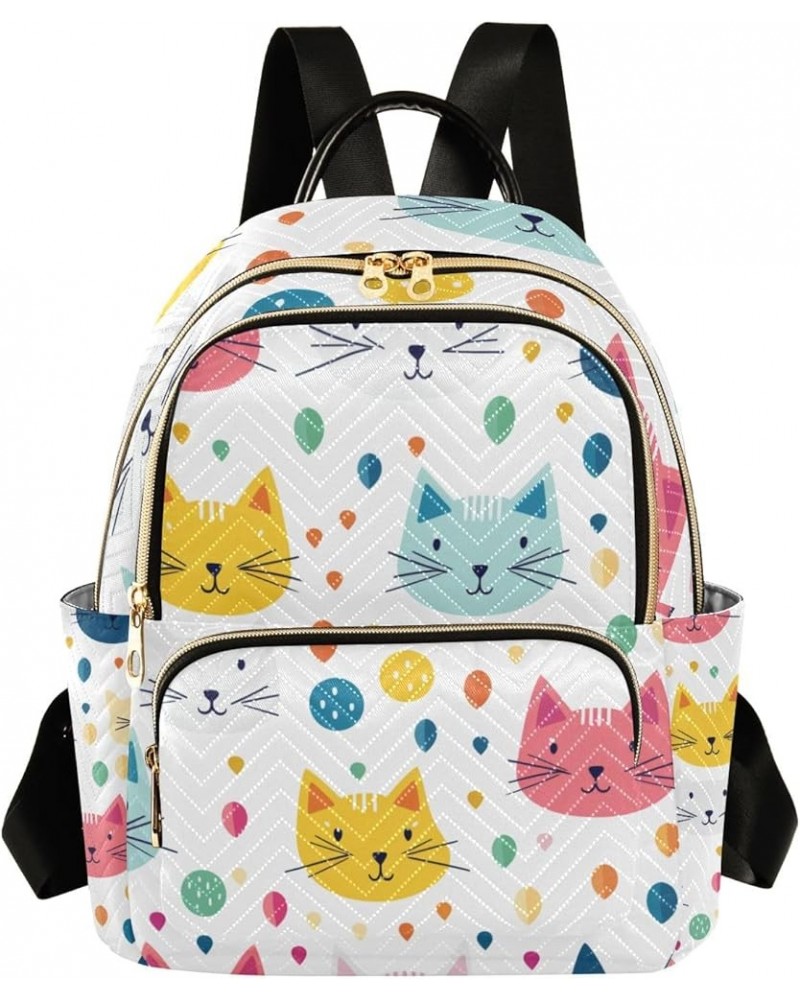 Small Backpack Purse for Women, Colorful Cats Travel Bag Casual Daypack Shoulder Bag Small $15.48 Backpacks