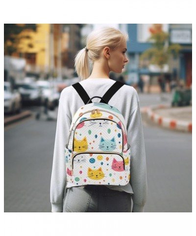 Small Backpack Purse for Women, Colorful Cats Travel Bag Casual Daypack Shoulder Bag Small $15.48 Backpacks