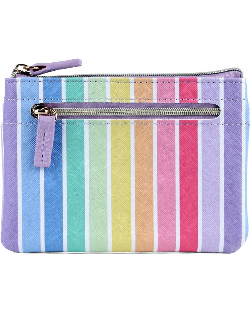 Julia Buxton Colorful Polka Dot Vegan Leather Lg. ID Coin Case Polka Dot Rainbow Stripes Lilac $17.40 Wallets