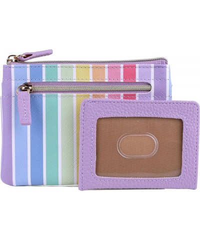 Julia Buxton Colorful Polka Dot Vegan Leather Lg. ID Coin Case Polka Dot Rainbow Stripes Lilac $17.40 Wallets