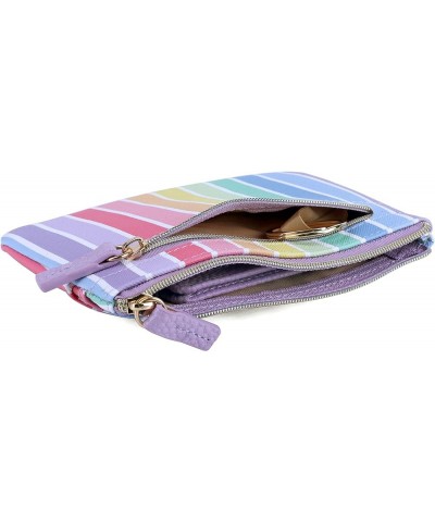 Julia Buxton Colorful Polka Dot Vegan Leather Lg. ID Coin Case Polka Dot Rainbow Stripes Lilac $17.40 Wallets