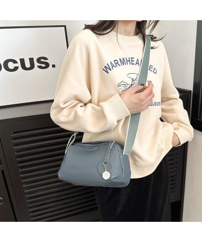 Genuine Leather Crossbody Bag for Women Fashion Shoulder Bag Purse with Wide Adjustable Strap Blue $13.21 Crossbody Bags