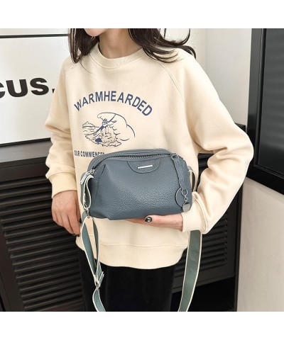 Genuine Leather Crossbody Bag for Women Fashion Shoulder Bag Purse with Wide Adjustable Strap Blue $13.21 Crossbody Bags